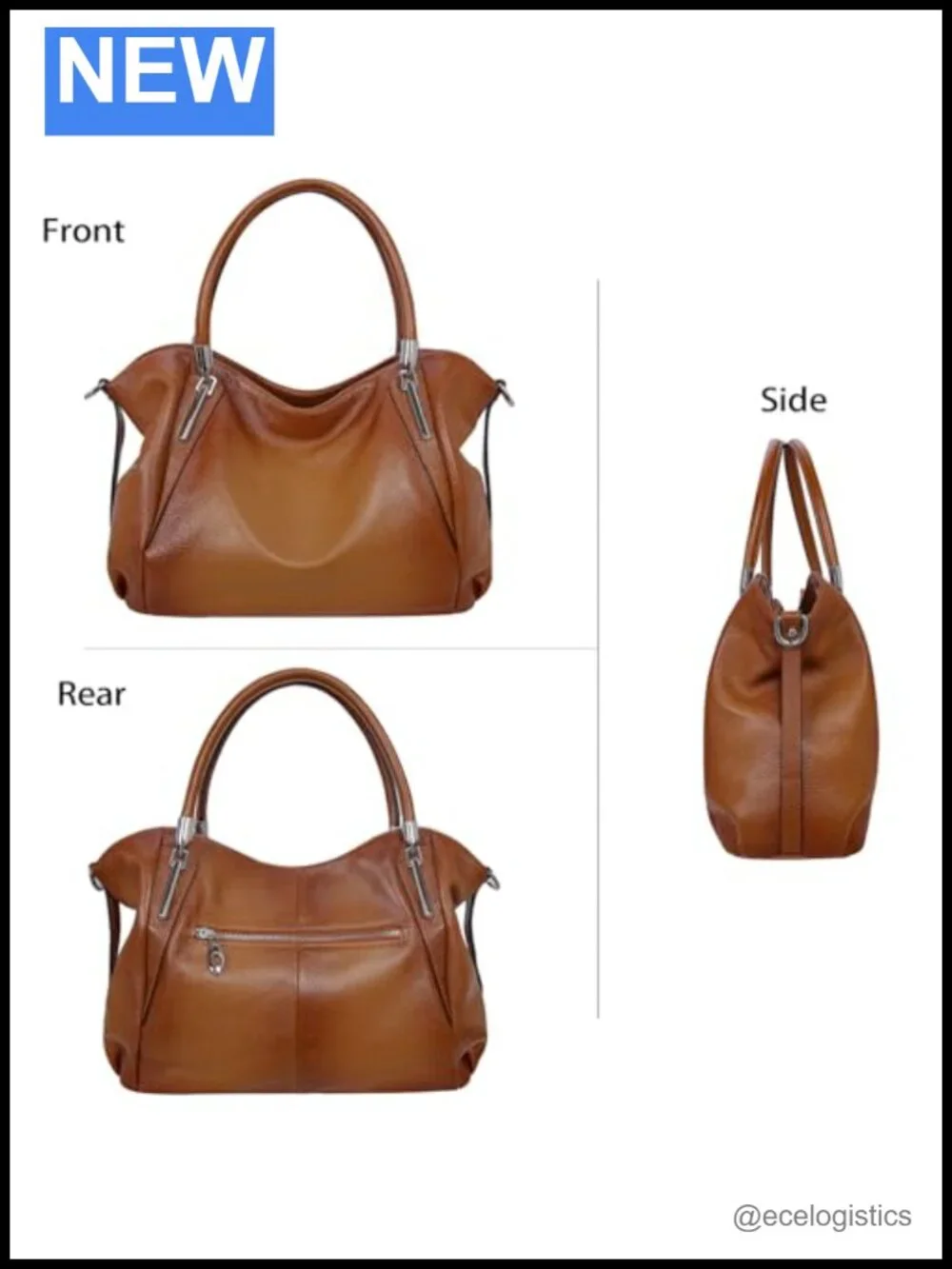 Genuine Leather Hobo Satchel Tote Handbag with Detachable Strap